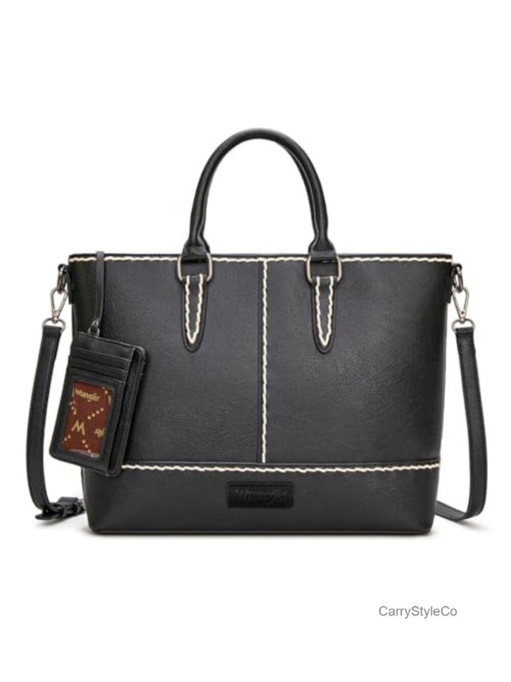 Faux Leather Tote Bag with Removable Card Holder Crossbody